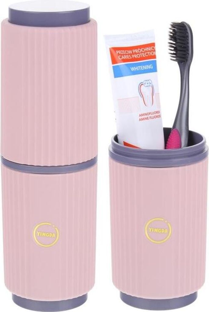 Tragbares Reiseetui für Zahnbürste & Zahnpasta - Rosa Produktbild 