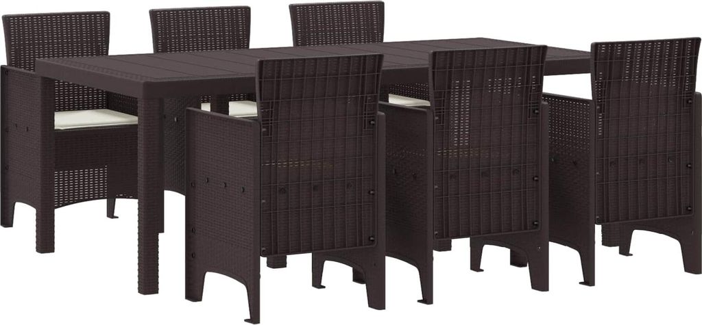 Garten Essgruppe 7 pcs Braun Polypropylen