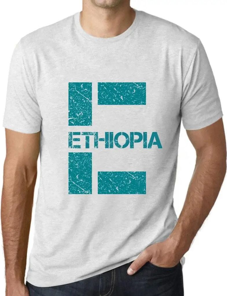 Herren Grafik T-Shirt Äthiopien – Ethiopia – Öko-Verantwortlich Vintage Jahrgang Kurzarm Lustige Druck Geburtstag Geschenk Mann