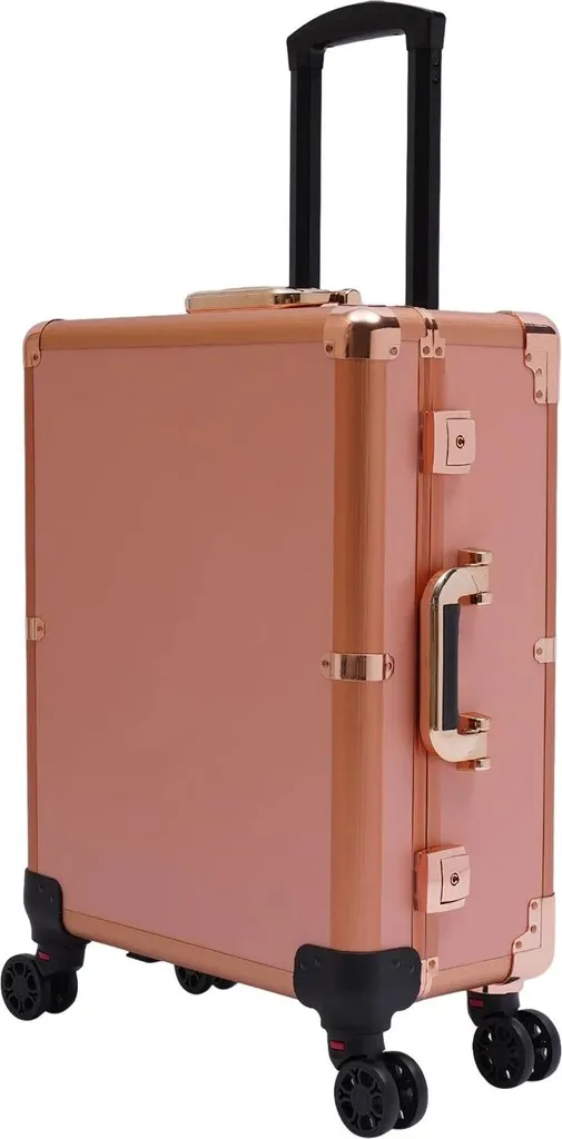 Coffret maquillage pro pour déplacements avec grand miroir LED - Or