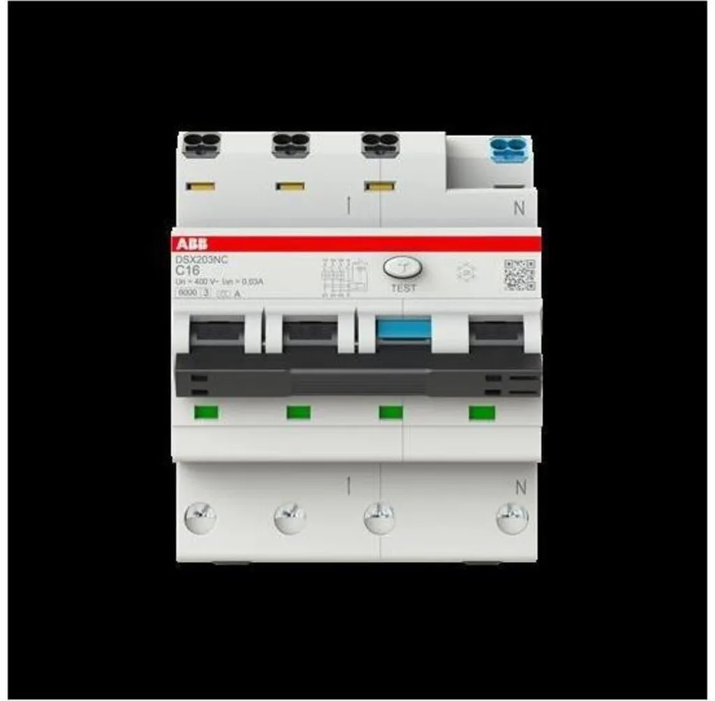 Disjoncteur Magneto-Thermique Différentiel ABB 16A 30mA Triphasé + N