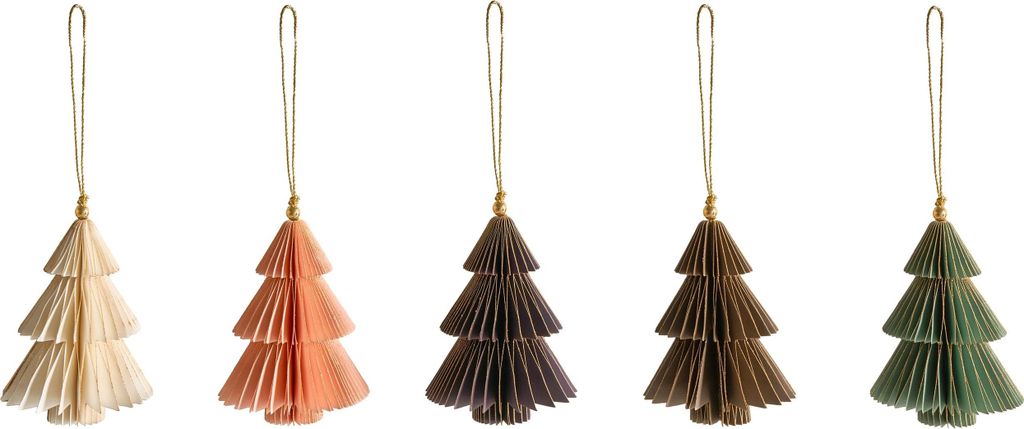 BELIANI 3D Weihnachtskugeln 20er Set Bunt Papier Tannenbäume Handgemacht Baumschmuck Papierornament Weihnachtsbaumschmuck Christbaumkugel Papierkugel