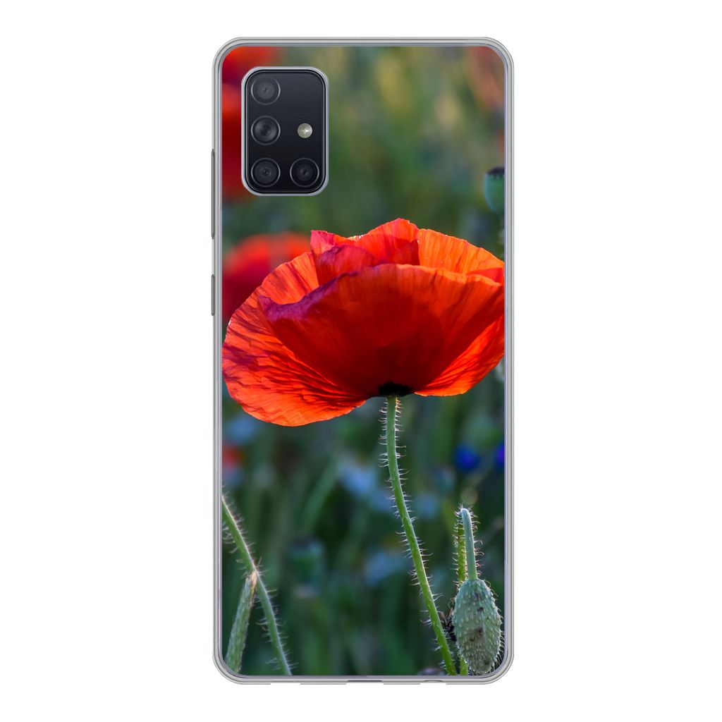 MuchoWow Handyhülle Schutzhülle Hülle für Samsung Galaxy A71 Bunte Mohnblumen in den Niederlanden Silikon Softcase Handy Hülle - Kartenbesitzer