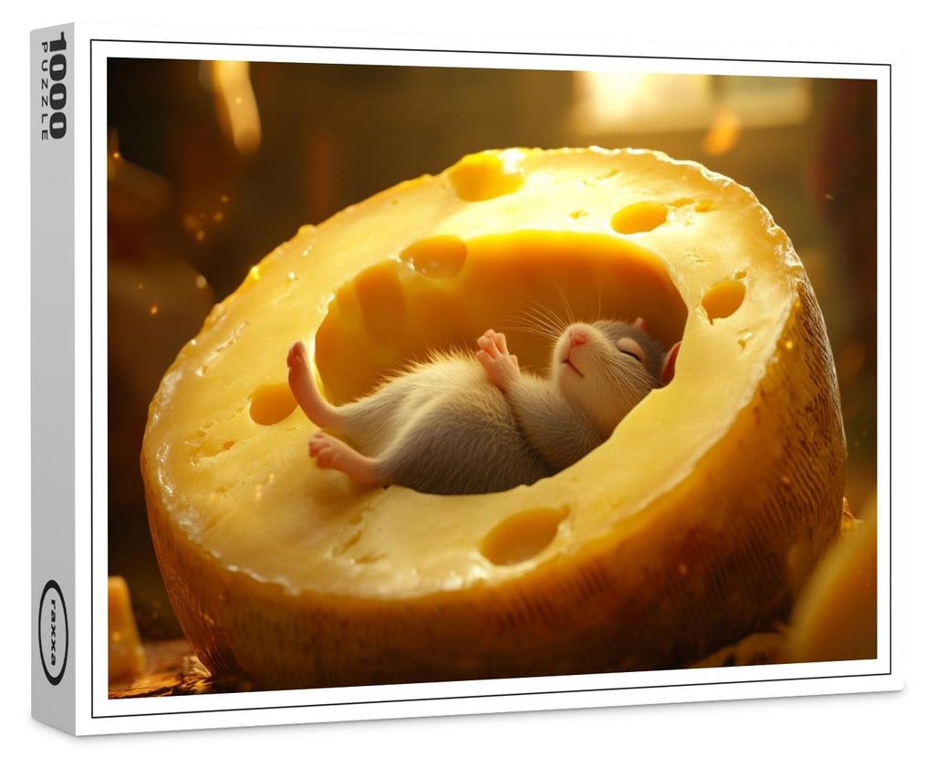 raxxa Premium-Puzzle "Nach getaner Arbeit - Maus schläft in Käse", 1000 Teile