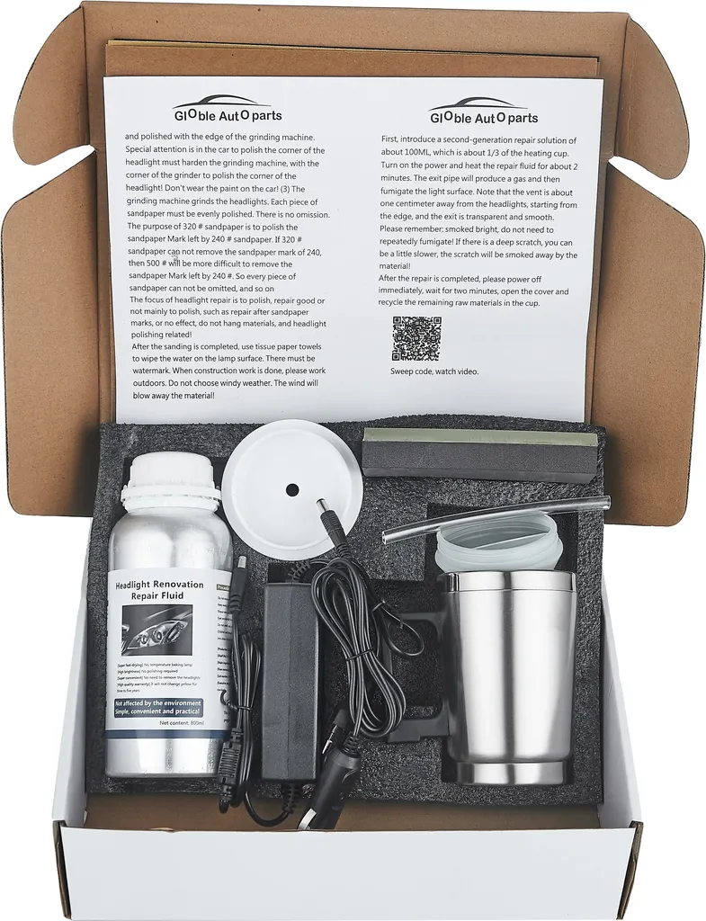 Kit de restauration des phares avec liquide de polissage 800g complet