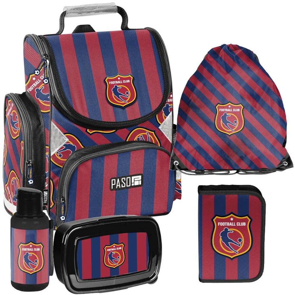 Schulrucksack Mädchen Jungen Motiv Fußball 5 T Set Produktbild 