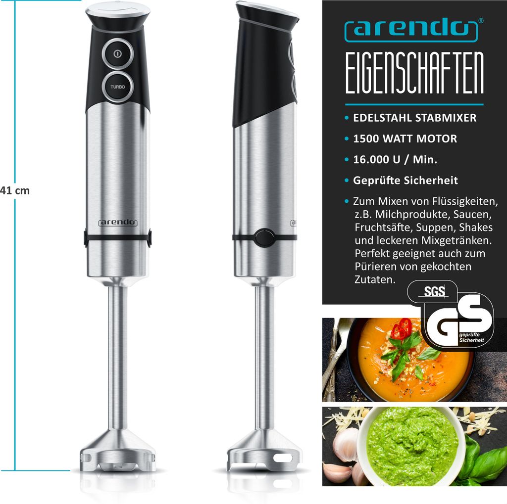 Frullatore Manuale Elettrico 450W, 5 Velocità, 2 Fruste, 2 Ganci Impasto, Mixer A Mano, Accessori Acciaio Inox, Leggero, Compatto, Nero, Turbo, Espulsore One-Touch, Lavastoviglie