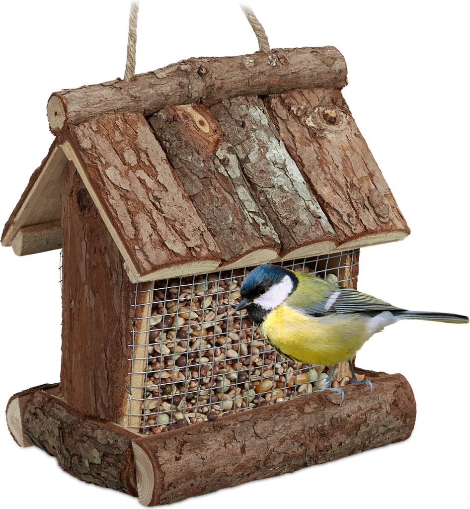 Relaxdays Vogelfutterhaus Holz, zum Aufhängen, HBT: 17 x 15 Produktbild 
