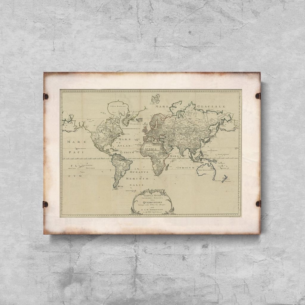 Poster - Leinwand - 29,7 cm x 21 cm - Leinwandposter - Alte Karte Zimmermann