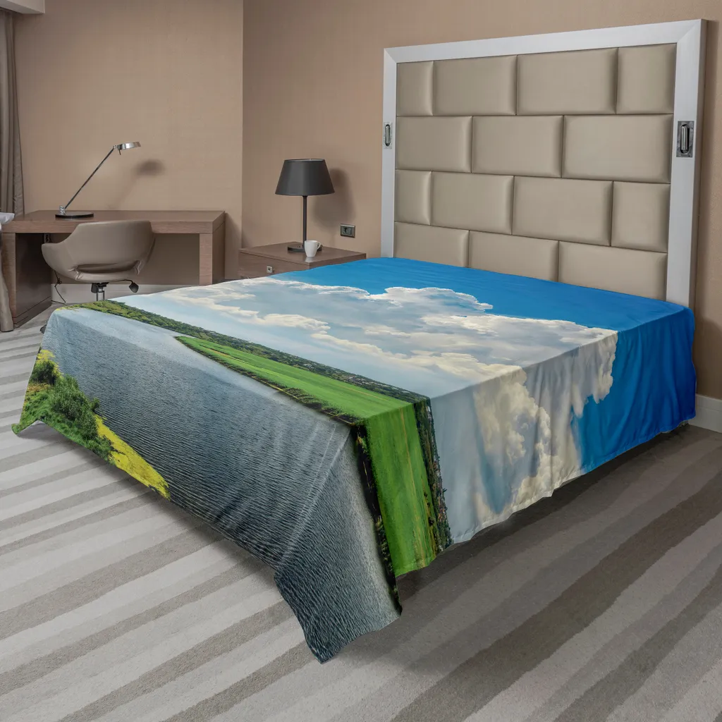 Lenzuolo ABAKUHAUS 266x260 Paesaggio Fluviale Verde Blu | Comfort Top