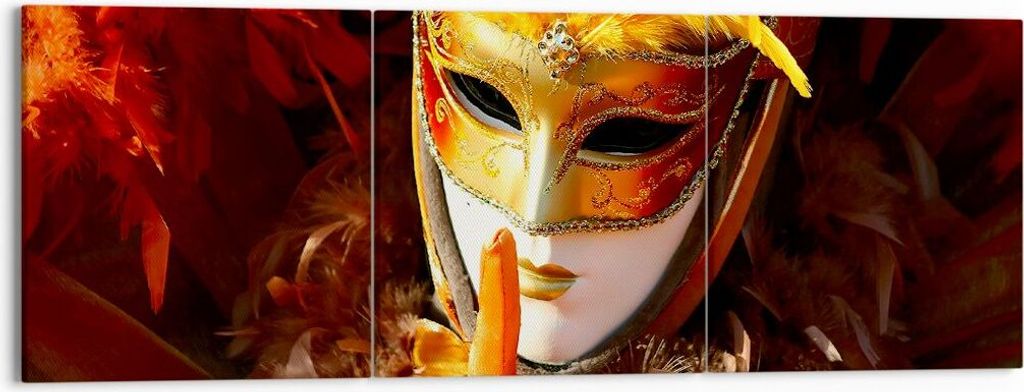 Bild auf Leinwand - Leinwandbild - Venezianische Maske bunt Karneval - 150x50cm - Wand Bild - Wanddeko - Leinwanddruck - Bilder - Kunstdruck - Lein...