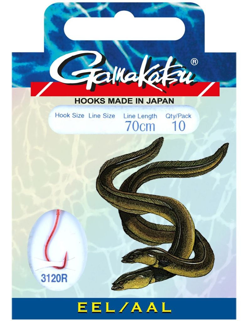 Gamakatsu Hook 3120R Eel 70cm rot - 10 gebundene Aalhaken, Hakengröße/Schnurdurchmesser:Gr. 6 / 0.28mm