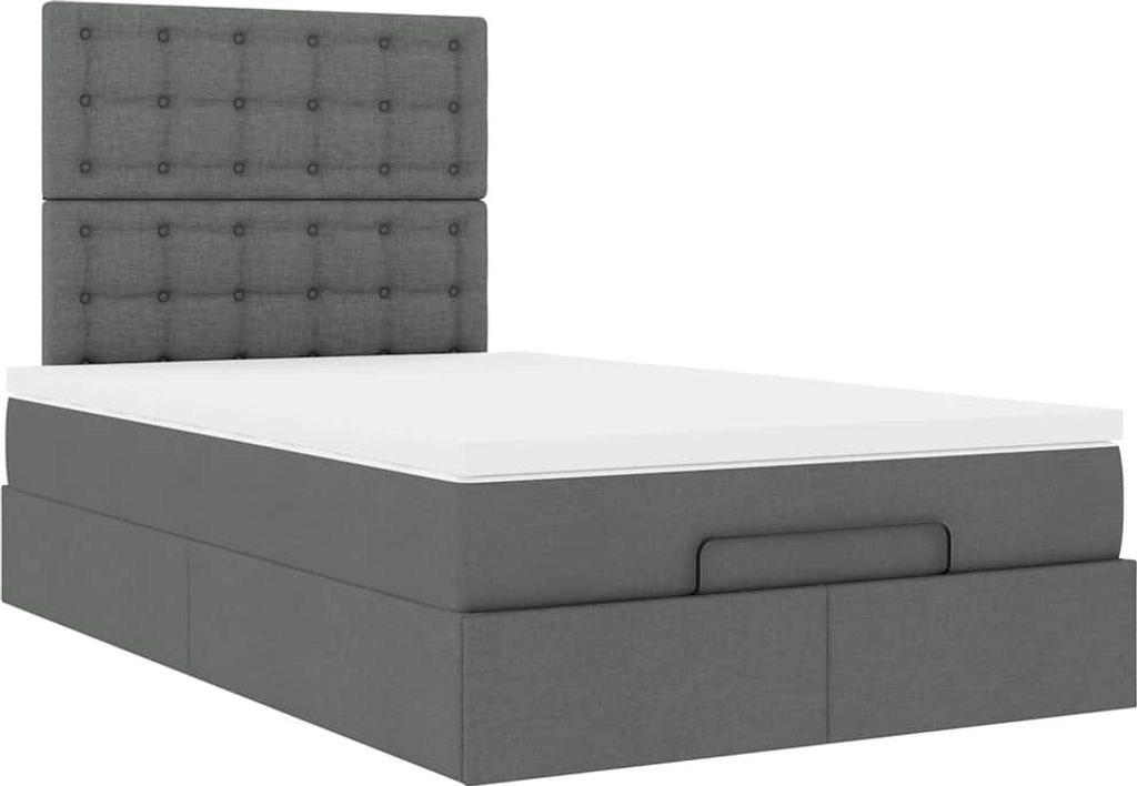 "WINTER SALE"Ottoman-Bett/bettgestell - inkl. Lattenrost - Doppelbett - mit Matratze Dunkelgrau 120x190 cm Stoff - Polsterbett Klassische Betten NE...