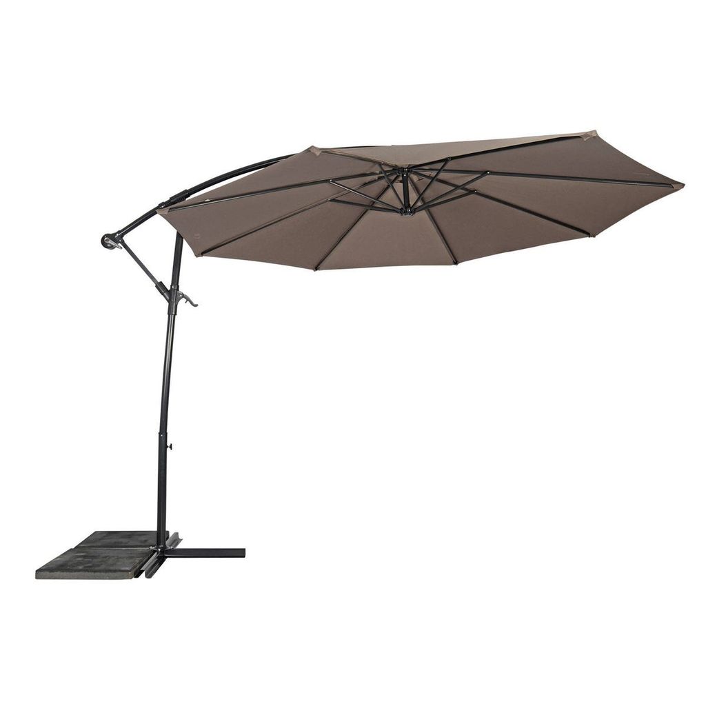 Lesli Living Ampelschirm + Kreuzfuß-Ständer "Gemini Taupe" Taupe ø3m