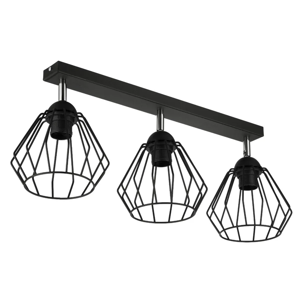 Plafoniera 3 Attacchi E27 GABBIA con Snodo - Lampada Industriale Metallo