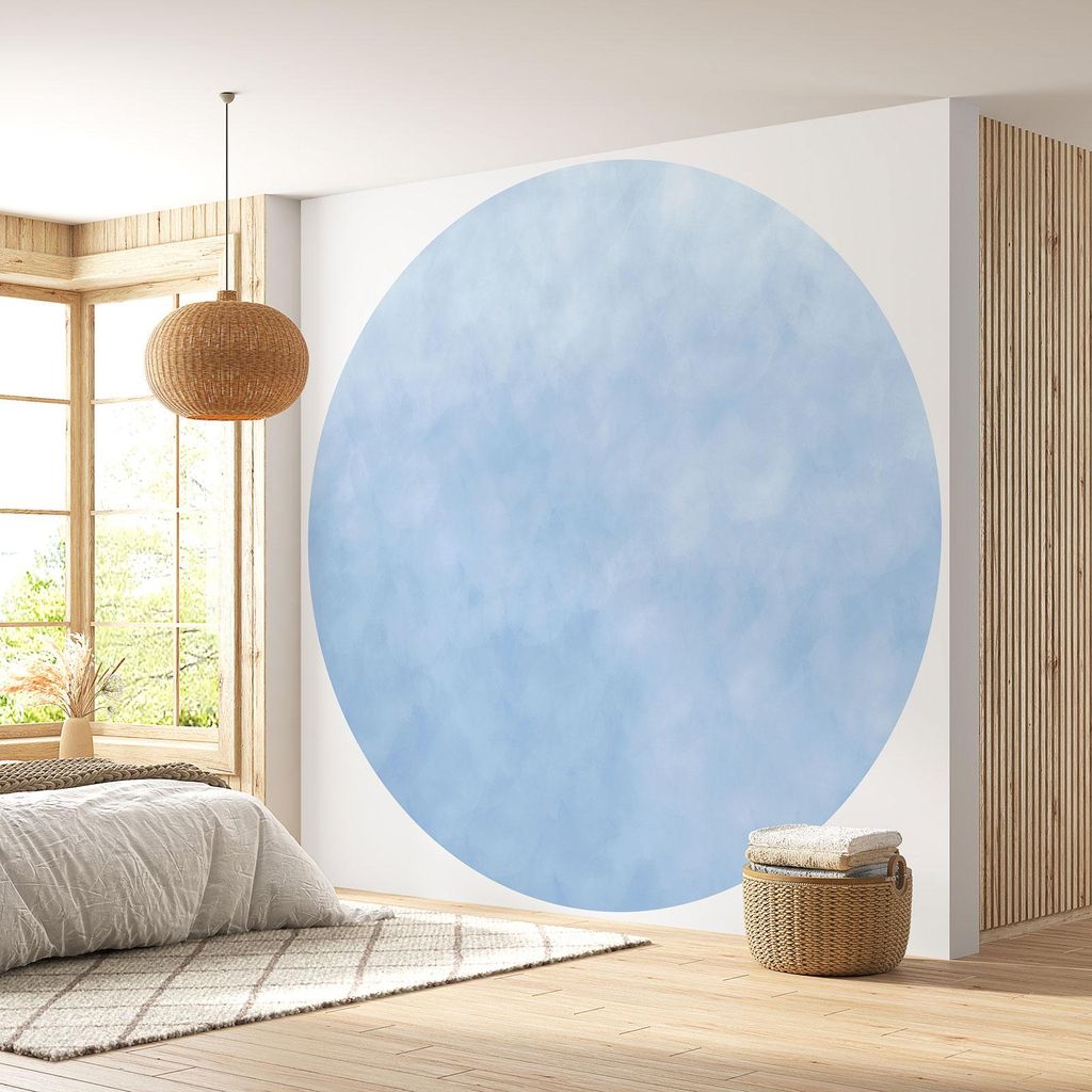 Runde Tapete / Kreis - Lumaléa - Hellblau - Trendfarbe - Premium-Papier 185 g, abwaschbar - Durchmesser 130 cm