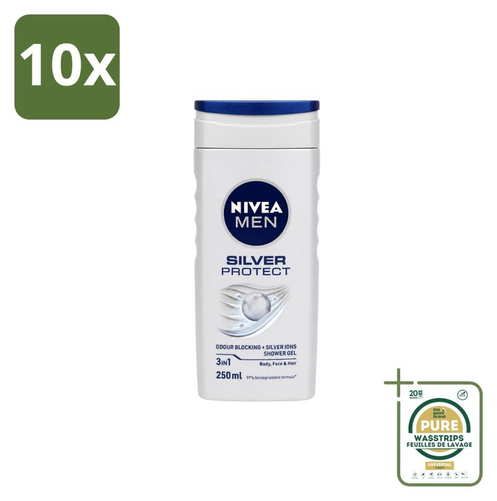 10 kusů sprchového gelu Nivea Men Silver Protect 3 v 1 - Obrázek produktu 