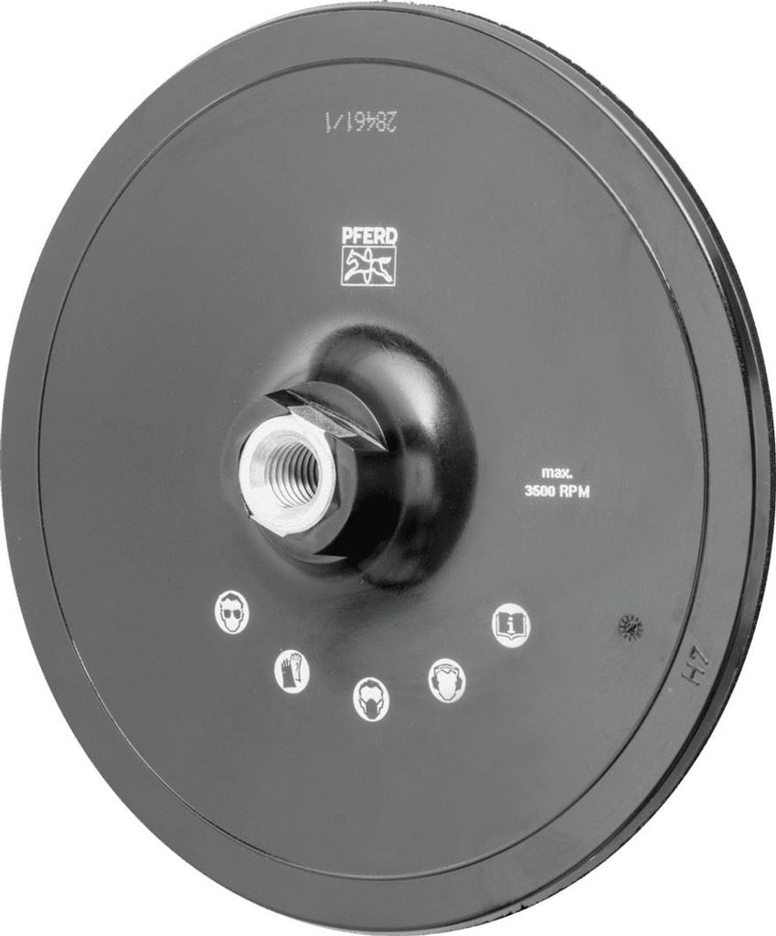 PFERD TOOLS POLIVLIES-Klettrondenhalter PVKRH Ø 180mm Gewinde M14 mit Zentrierzapfen Ø 22 mm