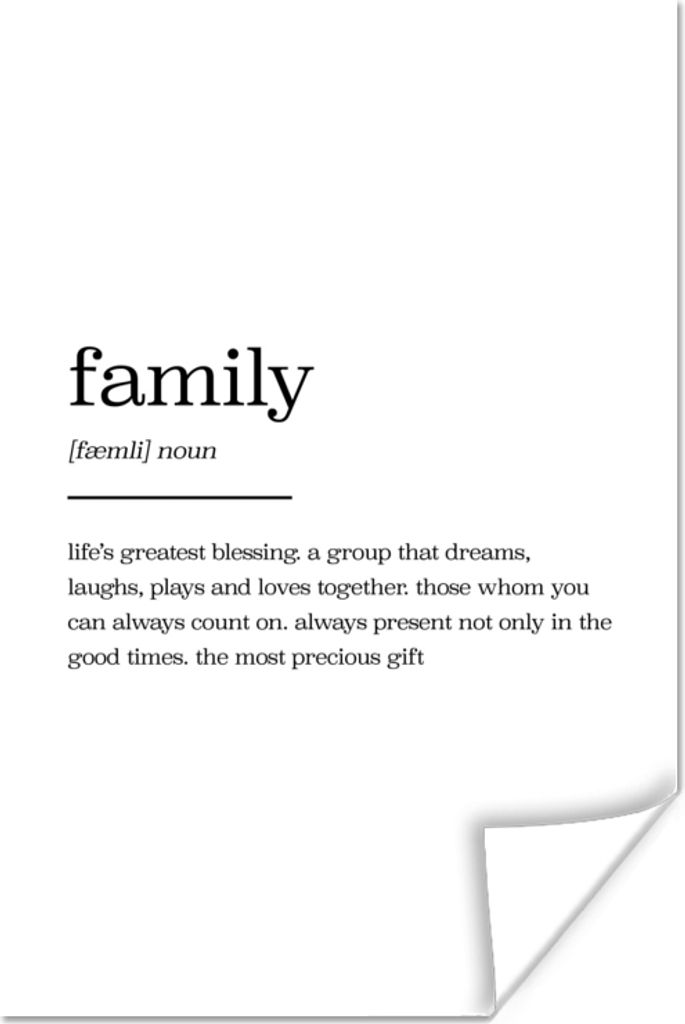 MuchoWow Poster Familie - Zitate - Wörterbuch - Sprichwörter 40x60 cm - Plakate für die Wand - Poster Babyzimmer