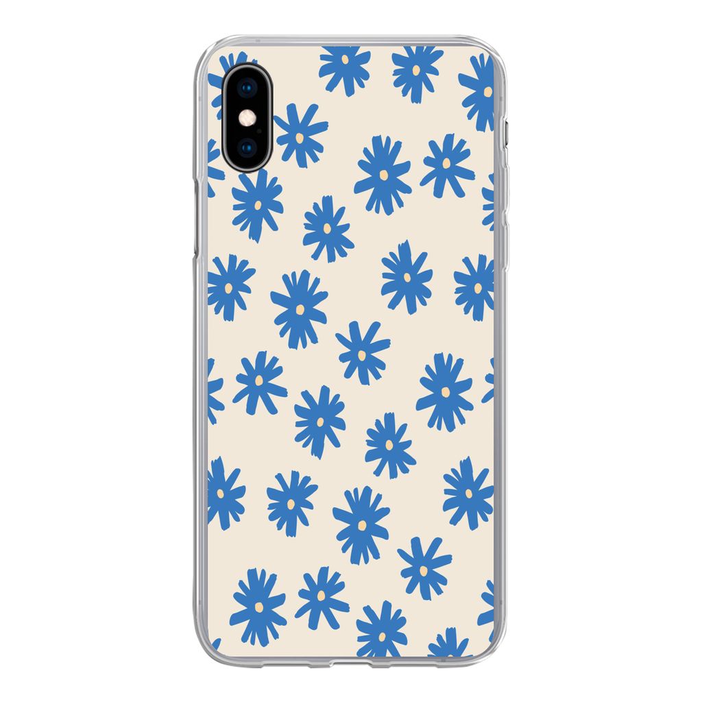 MuchoWow Handyhülle Schutzhülle Hülle für iPhone Xs Blume - Muster - Minimalismus Silikon Softcase Handy Hülle - Handytasche