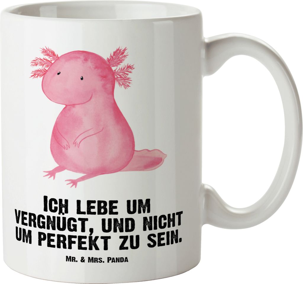 Mr. & Mrs. Panda steingut tasse Axolotl Niedlich - Weiß - Geschenk, weisse, Große, Lebensweisheit, Teepott, Weisheit, Axolot, jumbotasse, Molch, ...