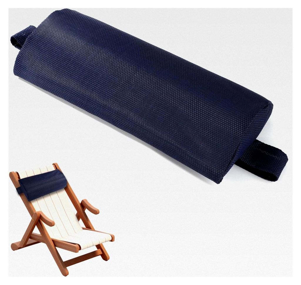 Kopfkissen für Chaiselongue im Freien, wasserdicht und atmungsaktiv mit verstellbarem Gurt für Liegestühle auf Terrasse, Strand oder Pool