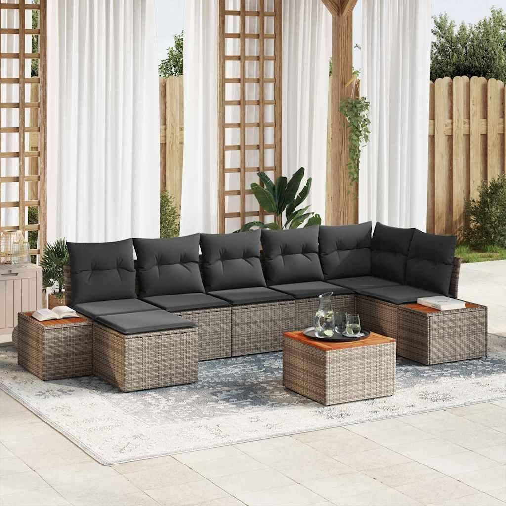 Maison Exclusive - Gartensofa-set mit Kissen 8 pcs Grau Poly Rattan