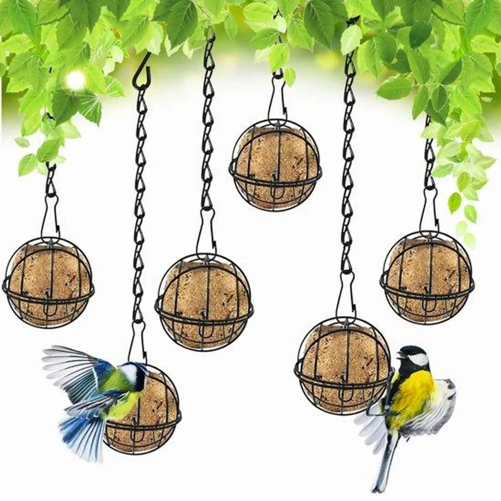 Anti-Gaspillage : Lot 6 Supports Boule de Graisse pour Oiseaux Noir