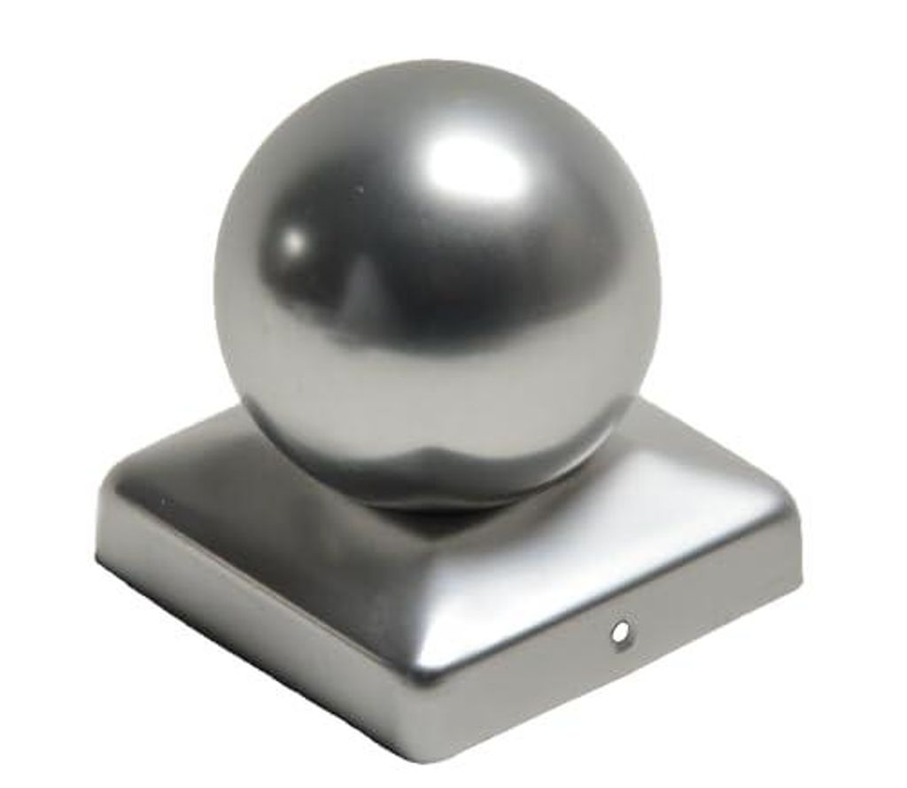Pfostenkappe Aluminium mit Kugel für Pfosten 8x8 cm, inkl. 2x Edelstahl-Schrauben