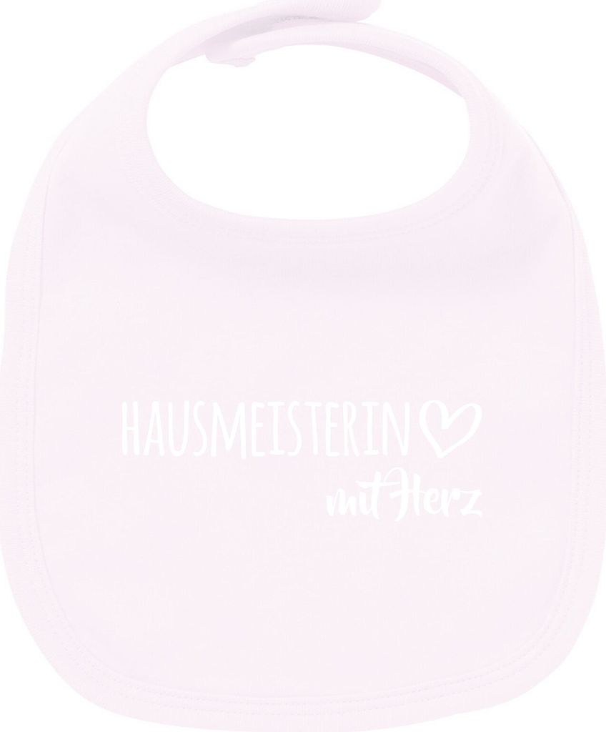 Huuraa Unisex Babylatz Hausmeisterin mit Herz Geschenk Babypink Baumwolle Hausmeisterin Mitbringsel