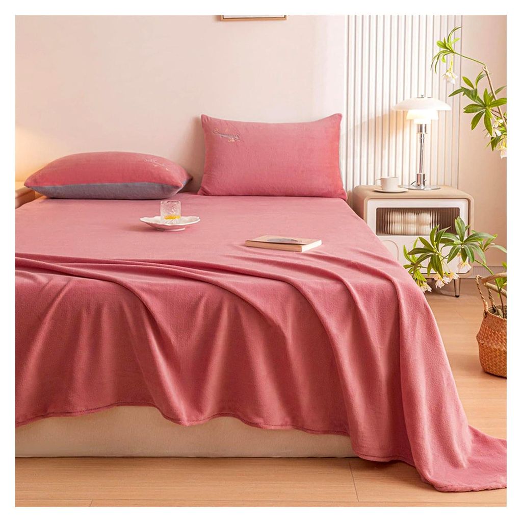 Flanell Bettlaken ohne Gummizug 180x230cm Rosa Cashmere-Touch