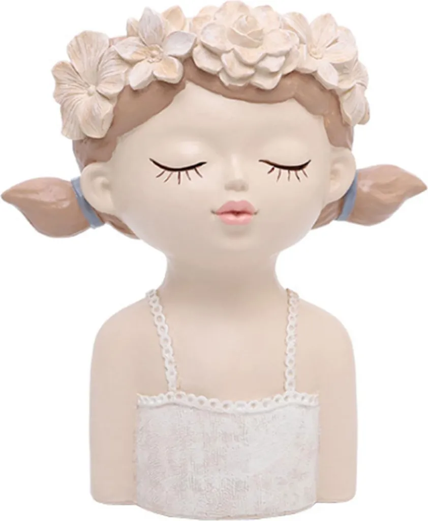 Décoration de jardin intérieur : Pot de fleurs visage résine 27 cm
