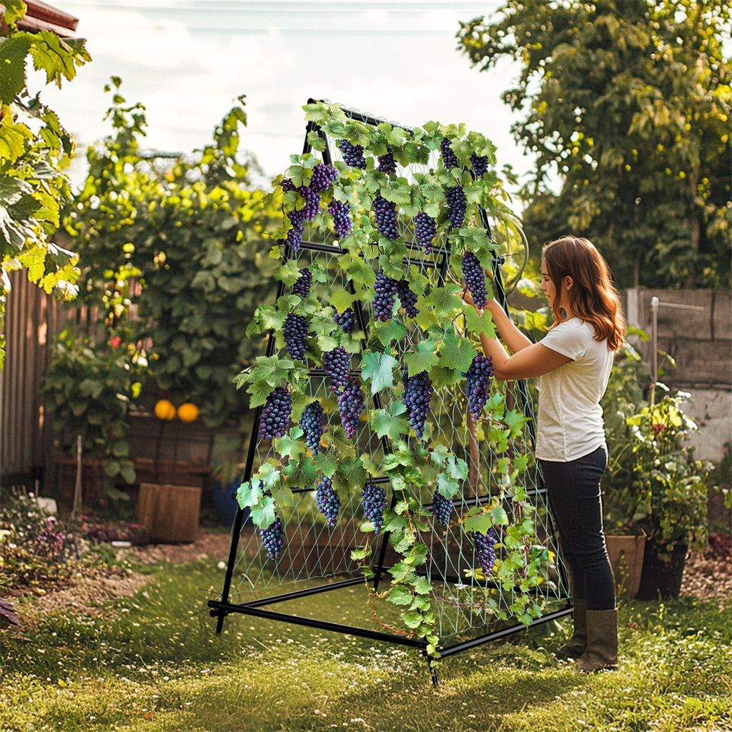 Trellis da giardino per piante rampicanti, Trellis da giardino a A per letti da giardino sollevati Nero