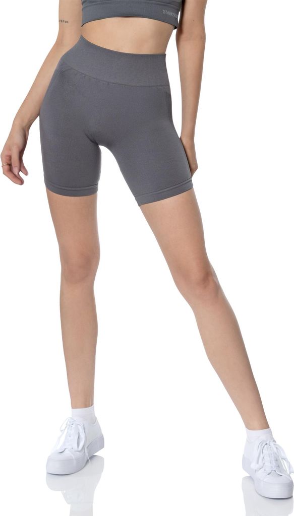 Stark Soul Seamless kurze Leggings -OPAQUE- , blickdichte Fitness Short, Radlerhose, - Grau - Gr: L