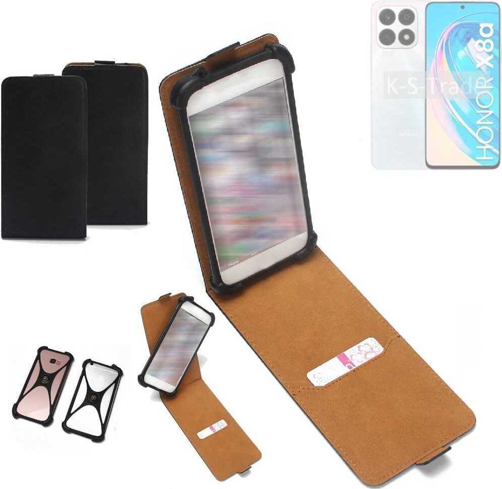 K-S-Trade Handyhülle Schutzhülle kompatibel mit Honor X8a 5G Hülle Case Cover Flip Style Bumper schwarz 1x