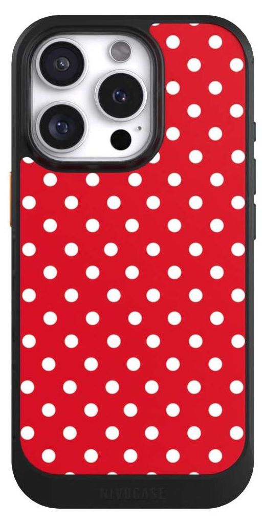 NIVOCASE Hülle für Apple iPhone 16 Pro Handyhülle NIVOcore Case Schwarz Polka Dots Punkte Retro