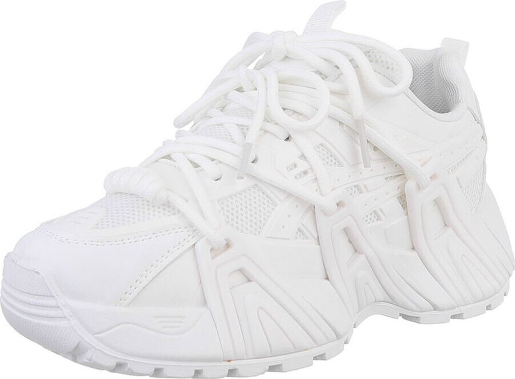 Ital-Design Damen Freizeitschuhe Lederoptik, Synthetikoptik Sneakers Low 88828432 Weiß Gr. 37
