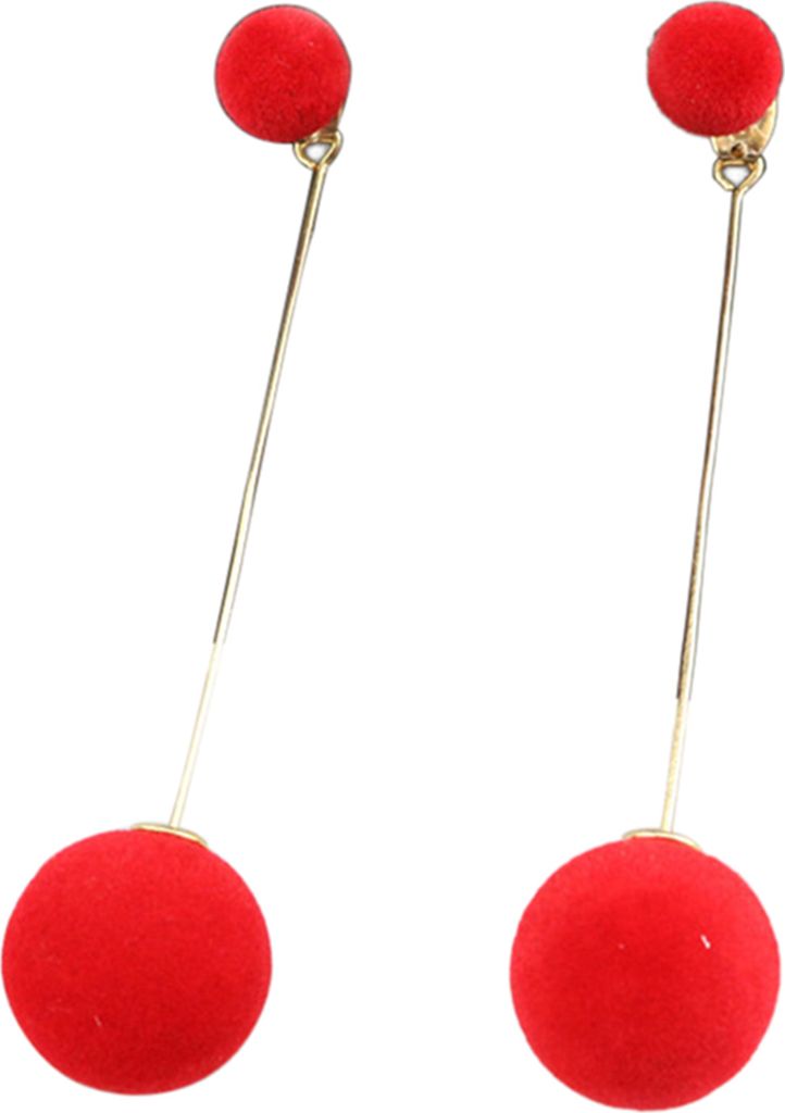 Elegante Kette Pelz Ball lange baumeln Ohrring Frauen Eardrop Ohrringe Schmuck Geschenk-Dunkelrot