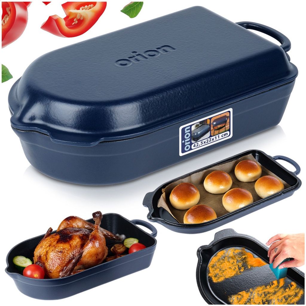 Orion Emaille-Bräter Bräter Brattopf aus Gusseisen Emaille 2in1 LITINA 4/2 L 42,5x22,5 cm