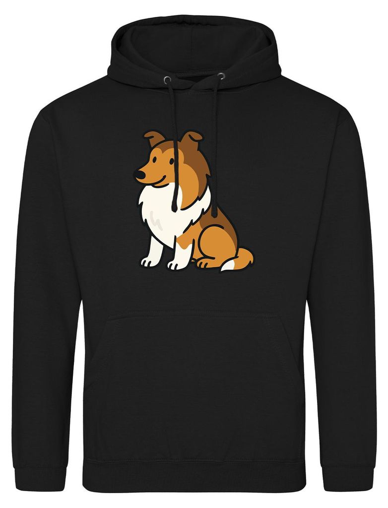 Huuraa Uni Hoodie Collie Comic Colli XXL Deep Black Vegan Sweatshirt Geschenkidee