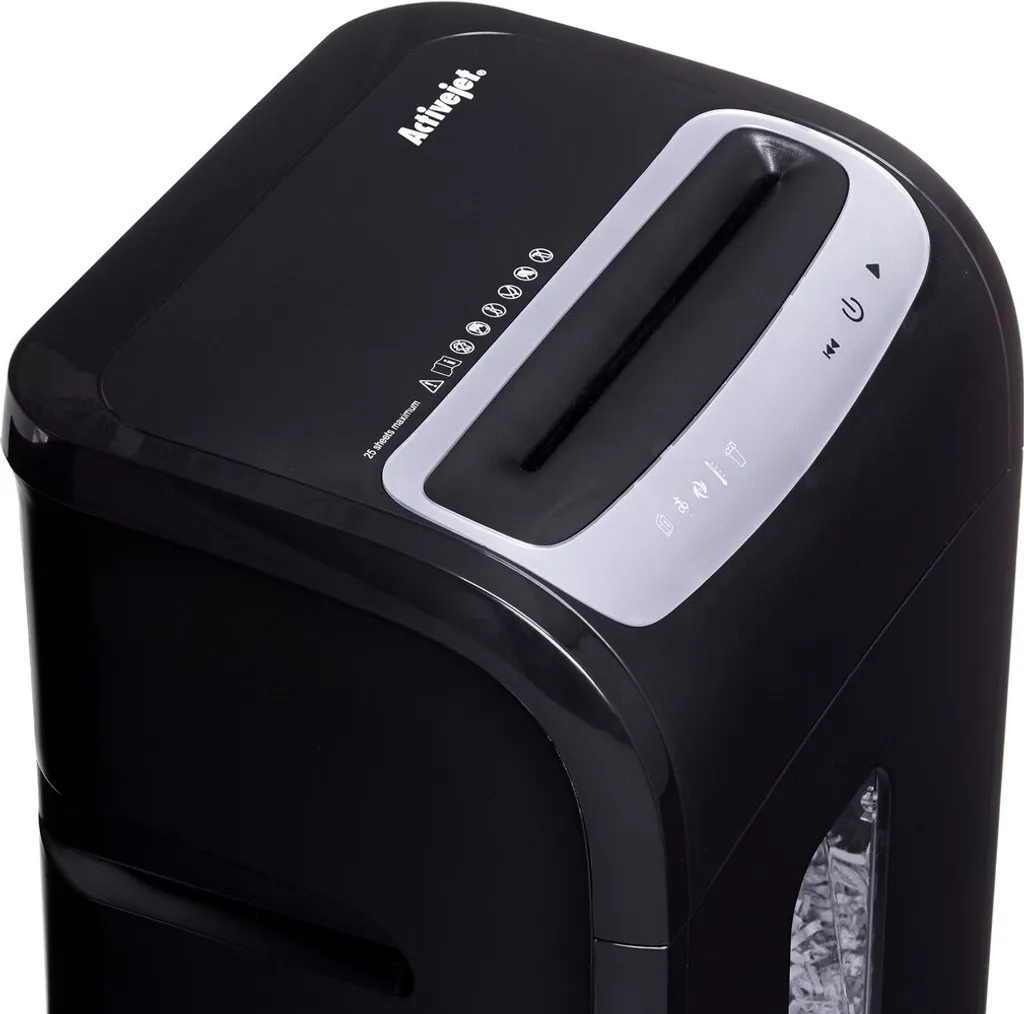 Broyeur de papier Activejet ASH-2502C compact avec corbeille de 15L - 11