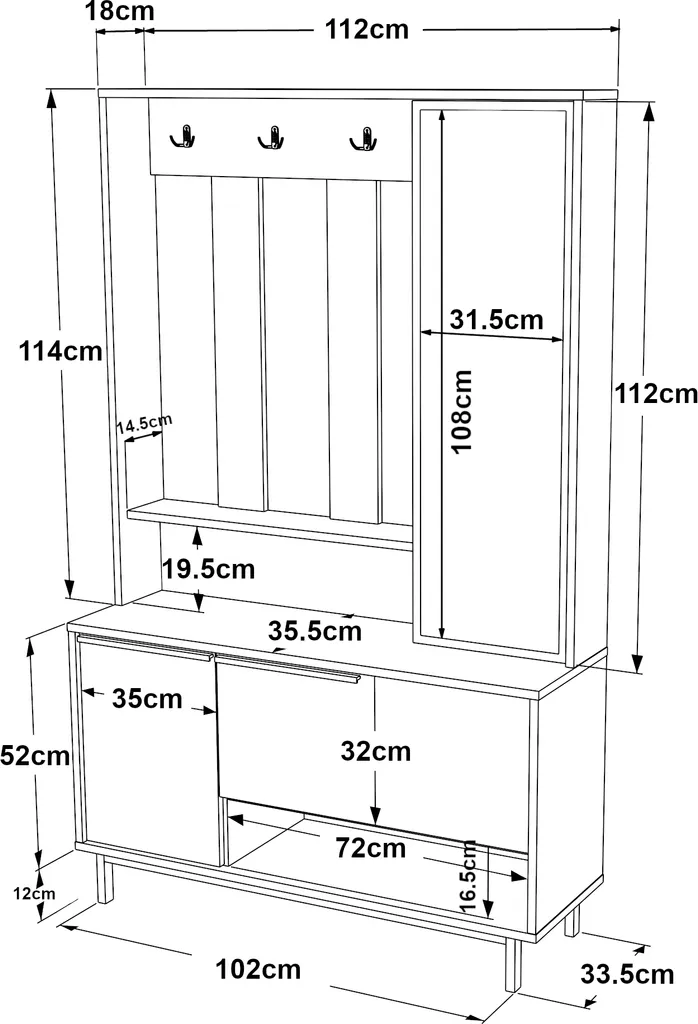 Vestiaire design en rotin et bois de chêne Kvænangen format compact - 3