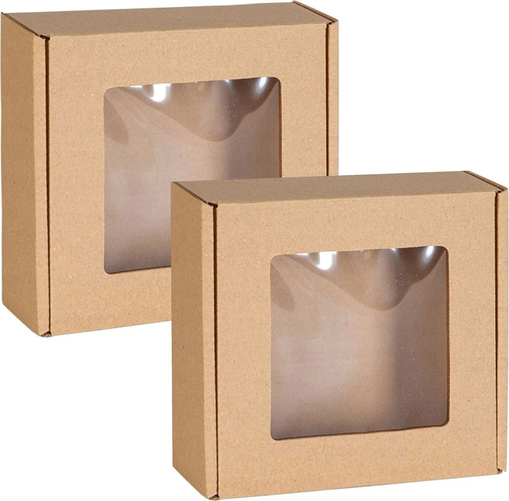 Quadratische Geschenkbox mit Fenster, Geschenkbox 13x13x4 cm x2