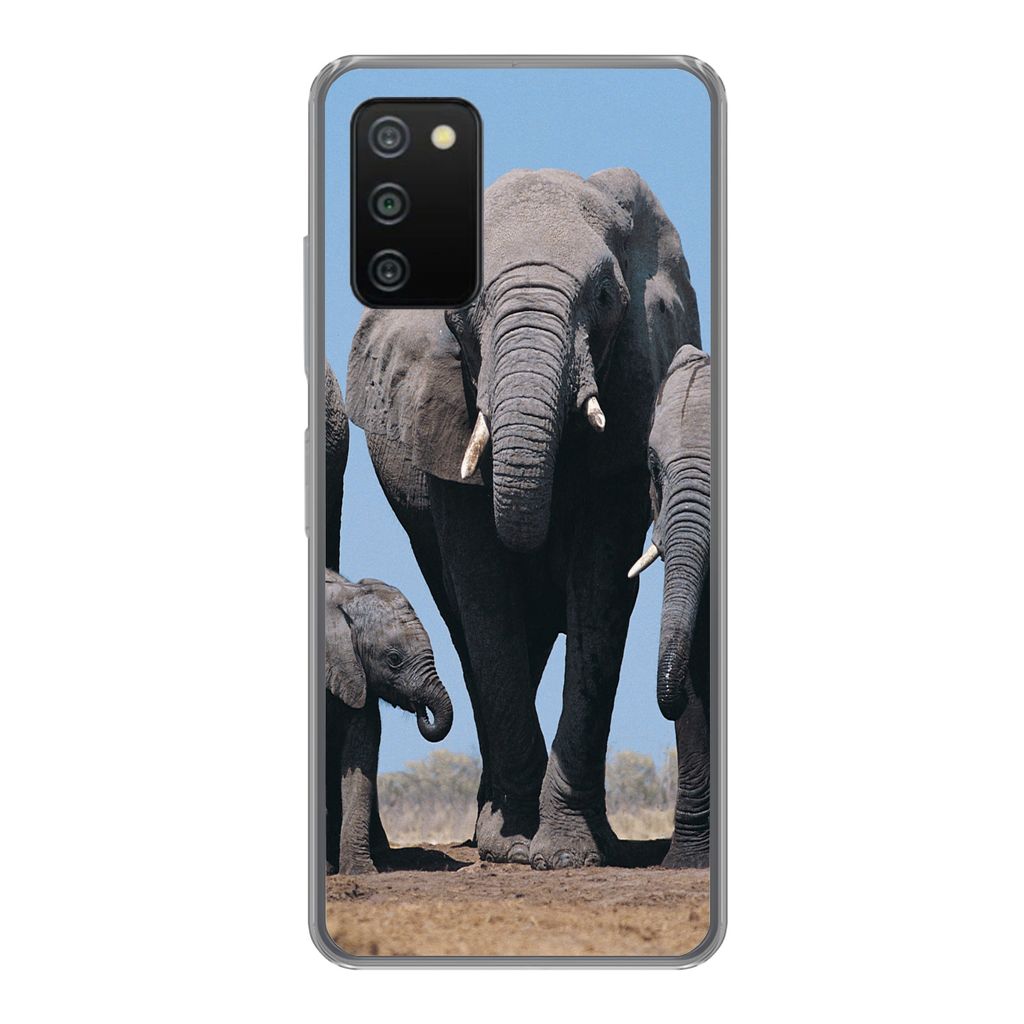 MuchoWow Handyhülle Schutzhülle Hülle für Samsung Galaxy A03s Elefant - Prärie - Tiere - Natur Silikon Softcase Handy Hülle - Schutz