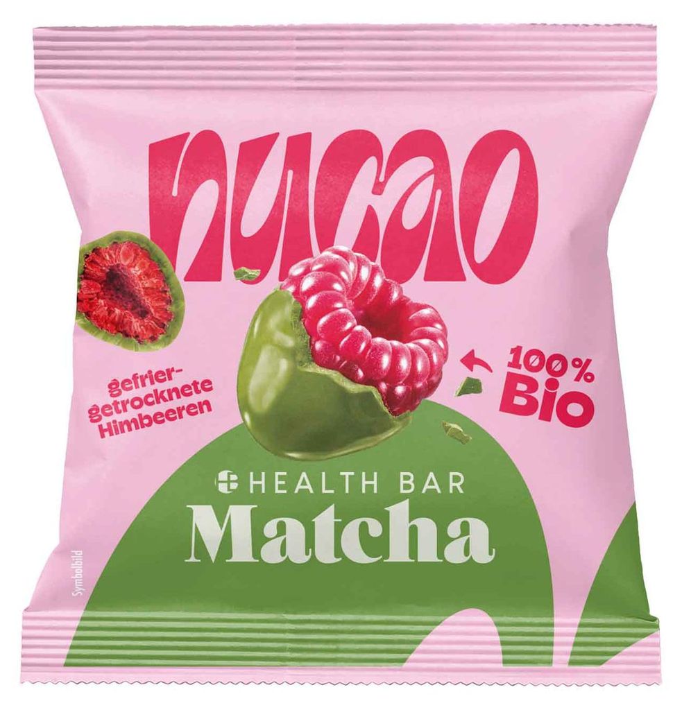 nucao Health Bar Schokofrüchte Matcha Himbeeren  50g Produktbild  KI-generiertes Bild
