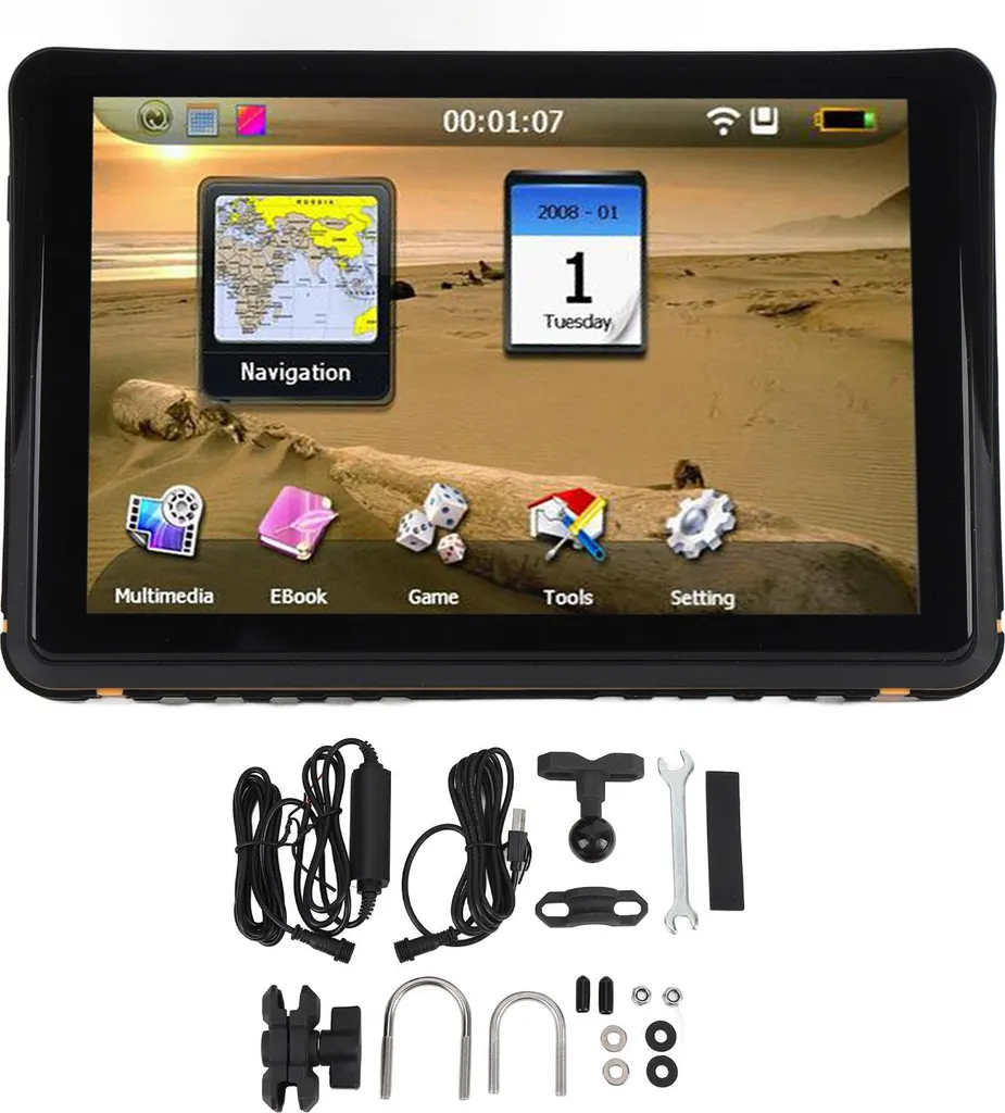 Navigateur GPS Étanche pour Moto et Auto avec Écran Large 7 Pouces