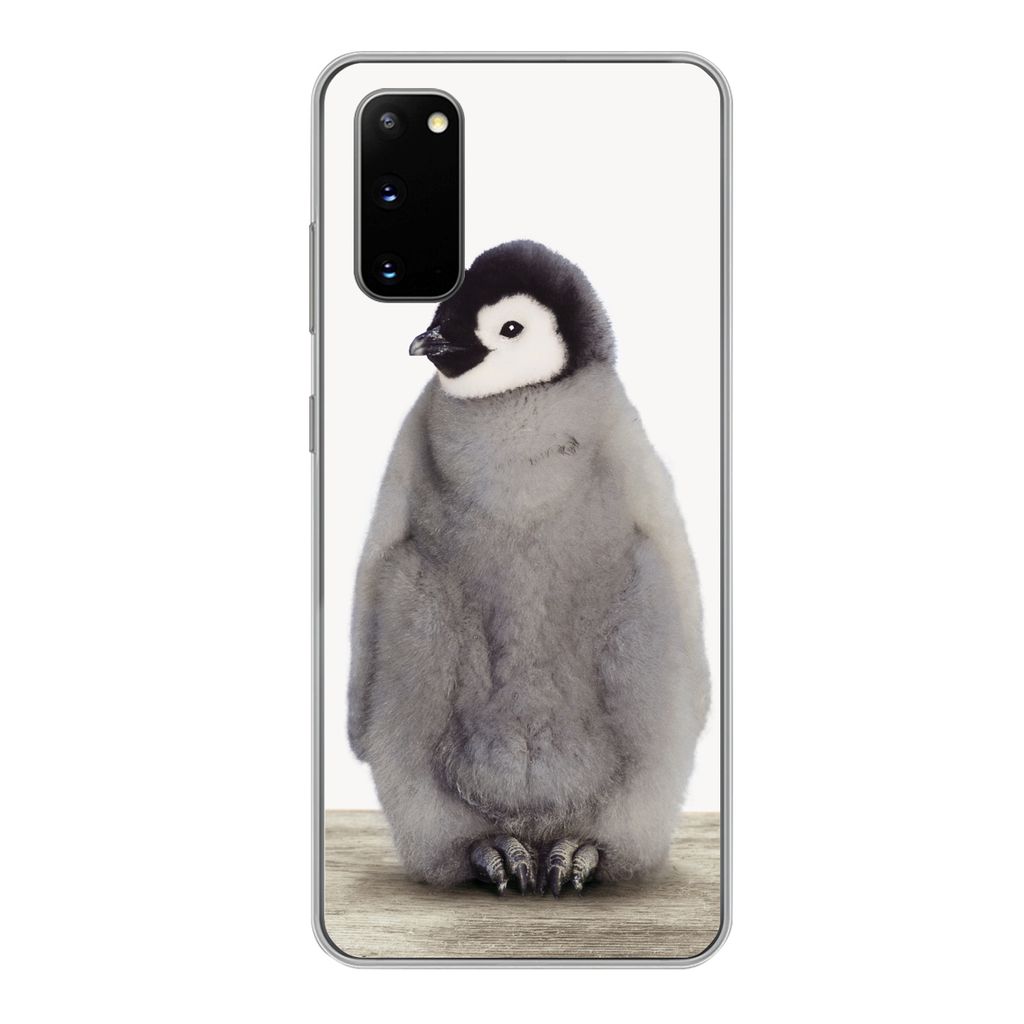 MuchoWow Handyhülle Schutzhülle Hülle für Samsung Galaxy S20 Kinder - Pinguin - Grau - Tiere - Mädchen - Jungen Silikon Softcase Handy Hüll...