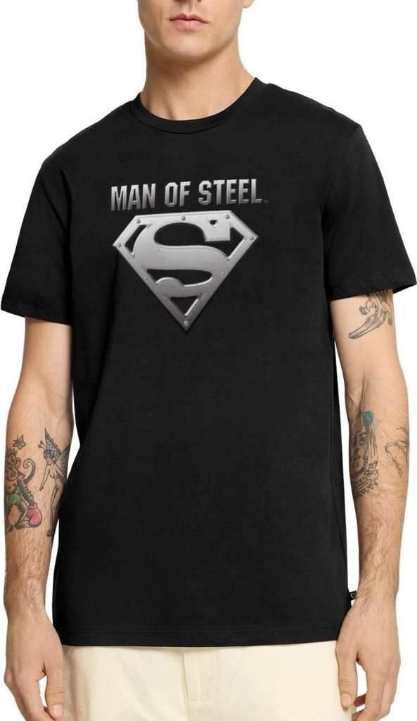 Spreadshirt DC Comics Superman Logo Man Of Steel Männer Premium T-Shirt, M, Schwarz