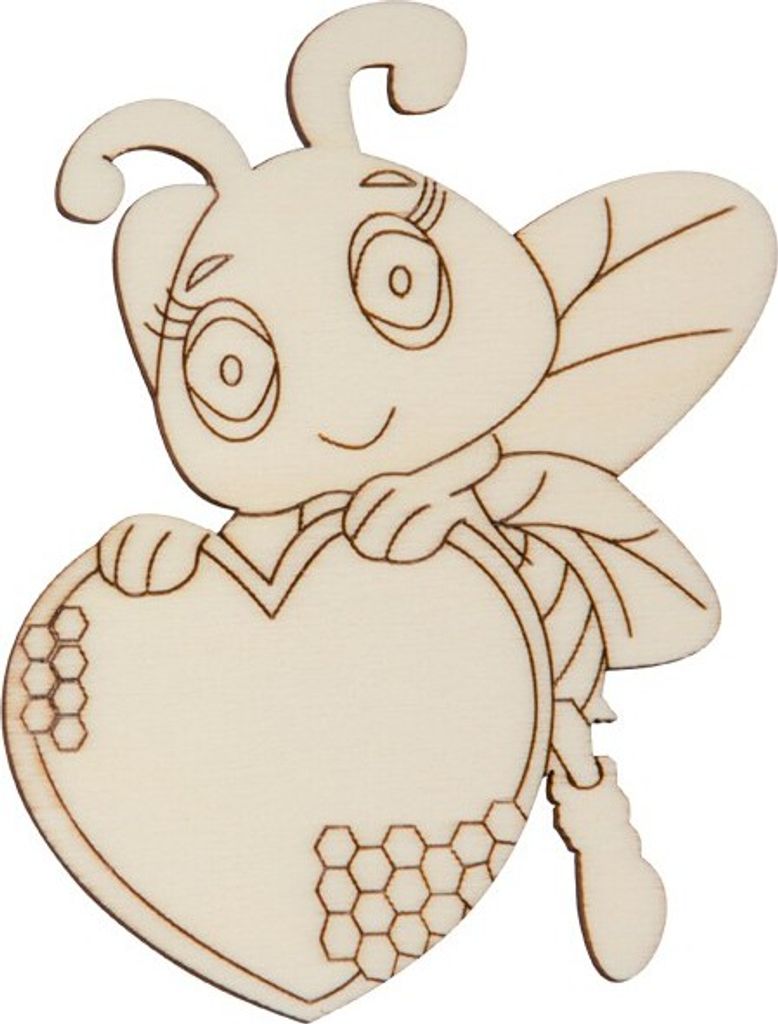 Hofmeister Holzwaren Geschenk Anhänger Tür Schild 'BIENE mit HERZ' Fensterbild Kinder, L93xB79xH3 mm, 27105
