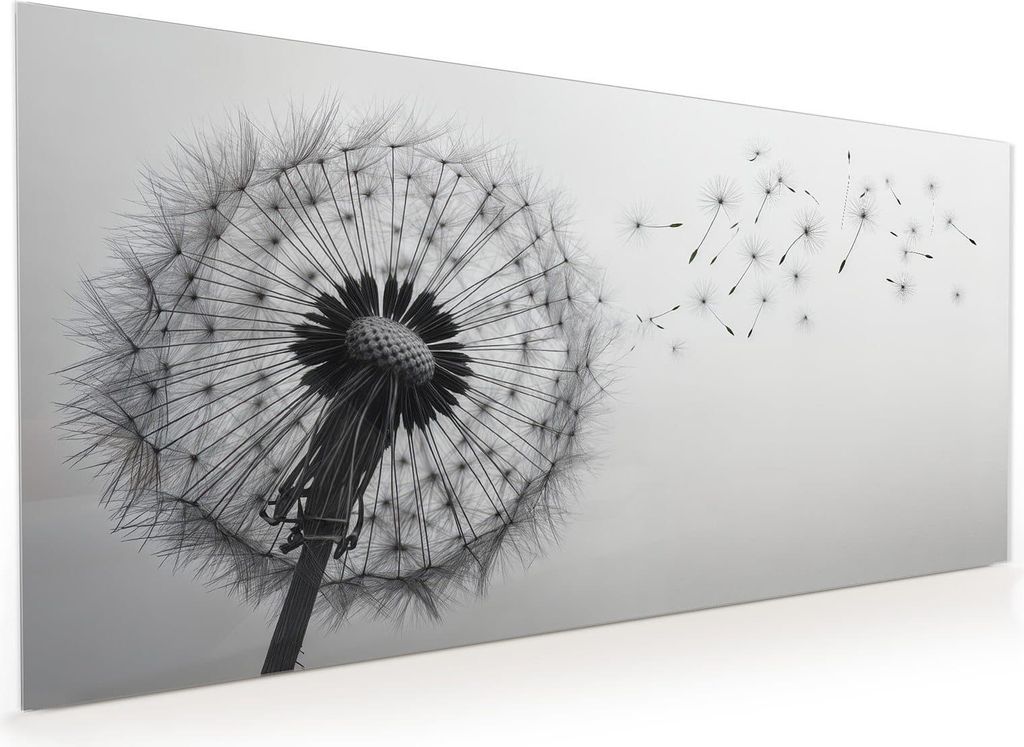 Küchenrückwand Spritzschutz Glas mit Motiv Pusteblume im Wind 40 x 40 cm